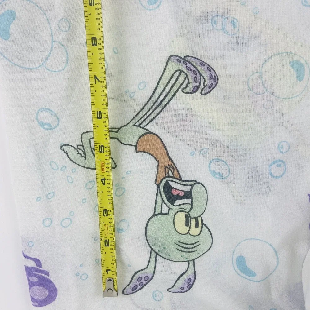 Vintage SpongeBob SquarePants White Twin Flat Sheet Jelly Fishing Nickelodeon